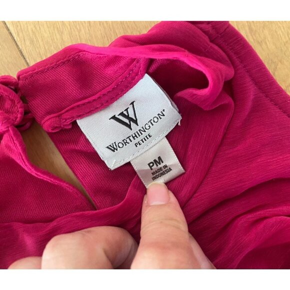 3/$15 SALE - Women’s Worthington Sleeveless Ruffle Top PM Fuchsia Pink - Picture 6 of 8